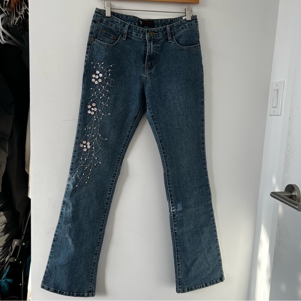 Y2K vintage wang cheong dark wash flare jeans